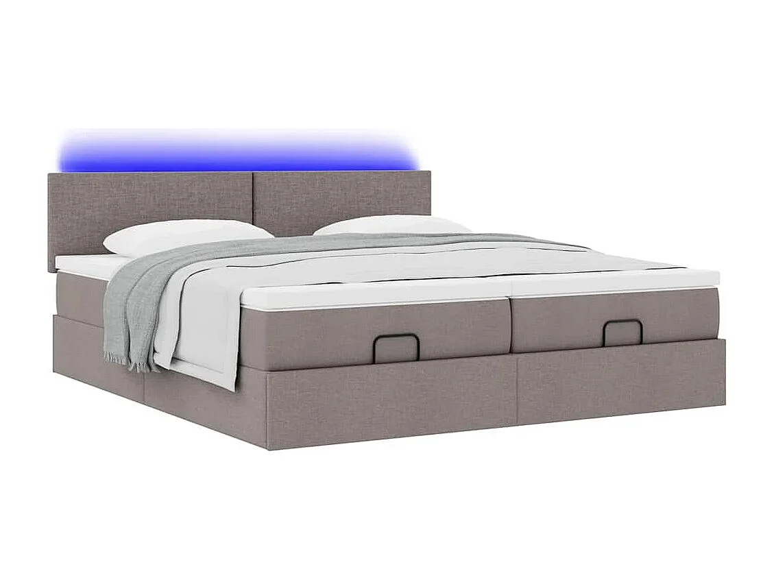 Cadre de lit ottoman avec matelas taupe 200x200cm tissu