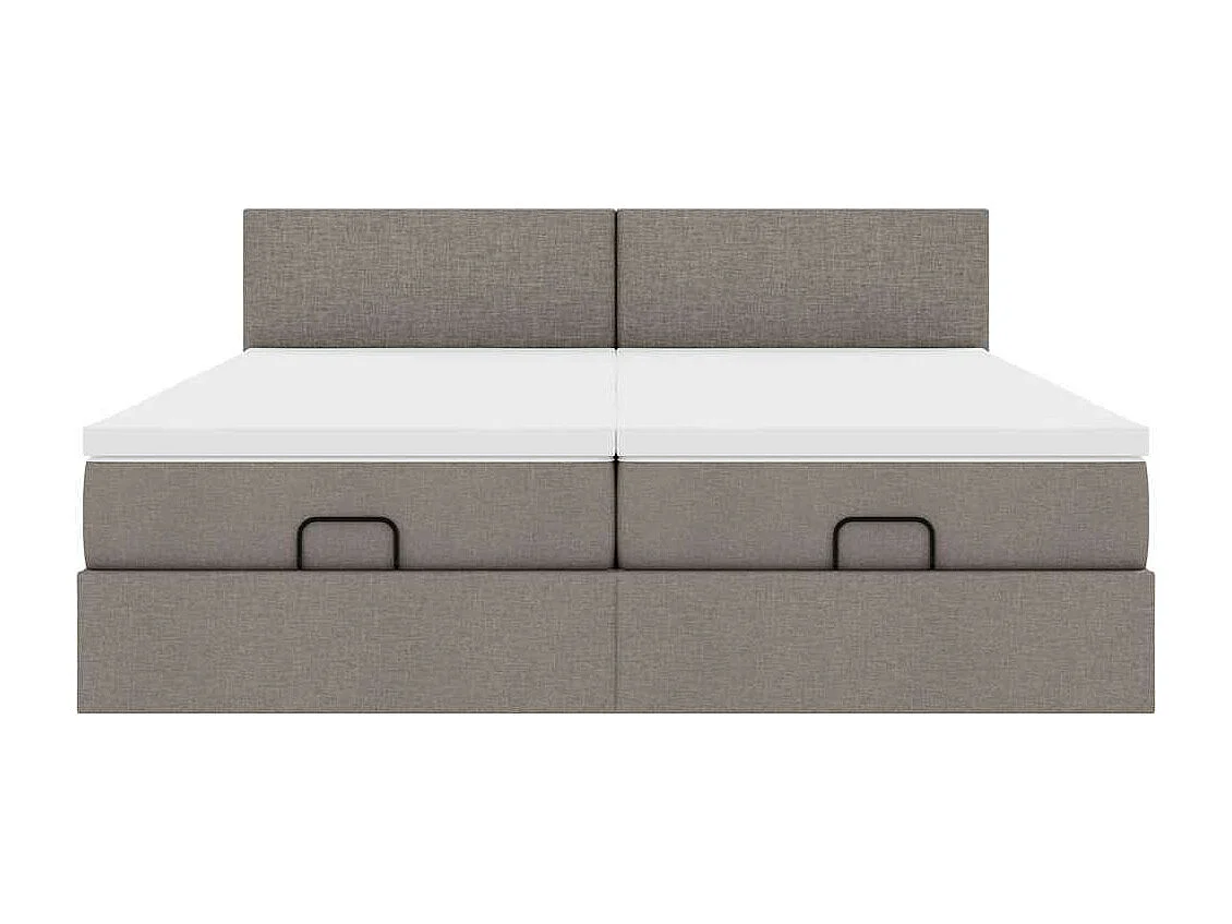 Cadre de lit ottoman avec matelas taupe 200x200cm tissu