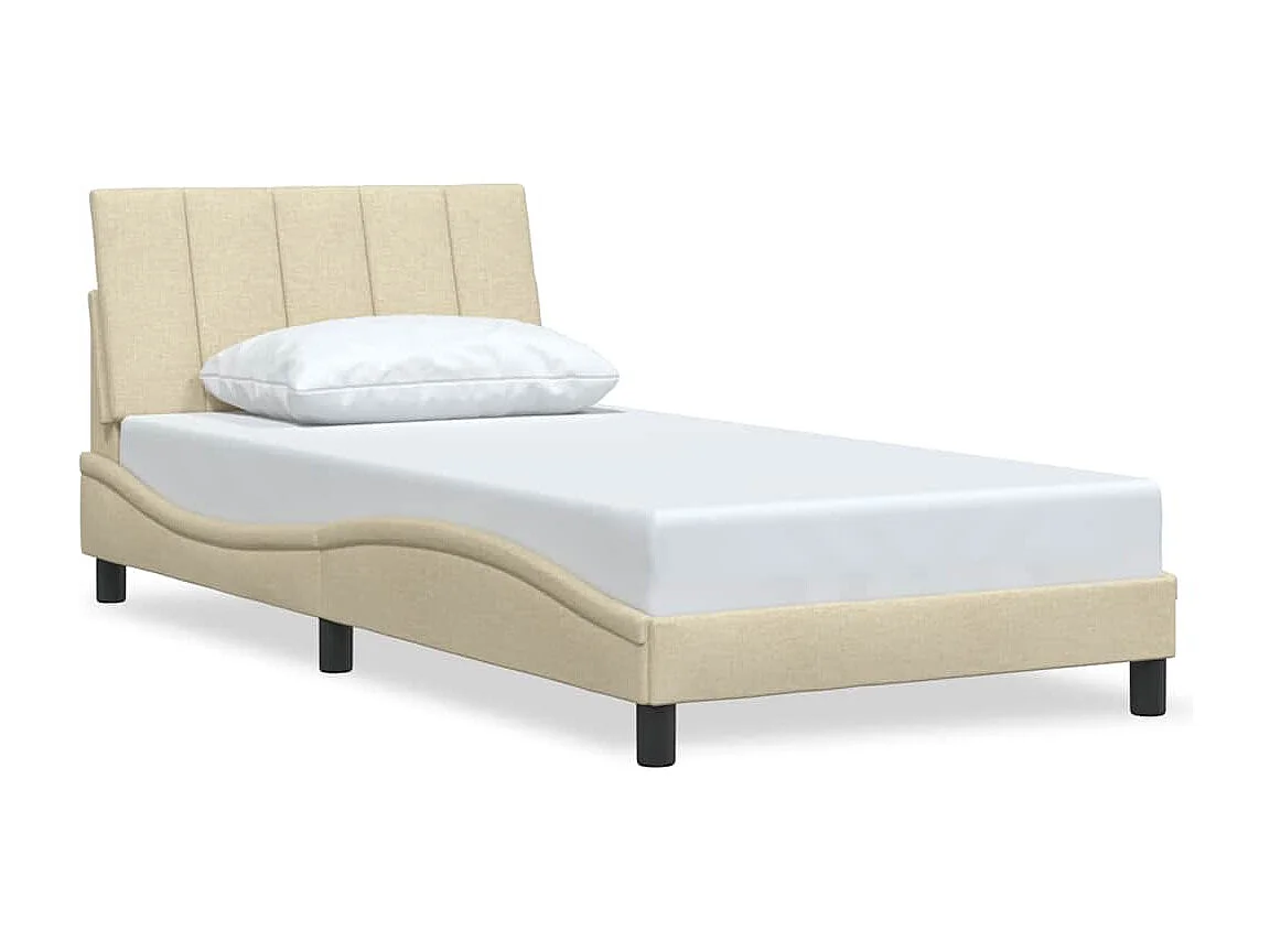 Bedframe zonder matras "Hanko" 100x200 cm stof crèmekleurig