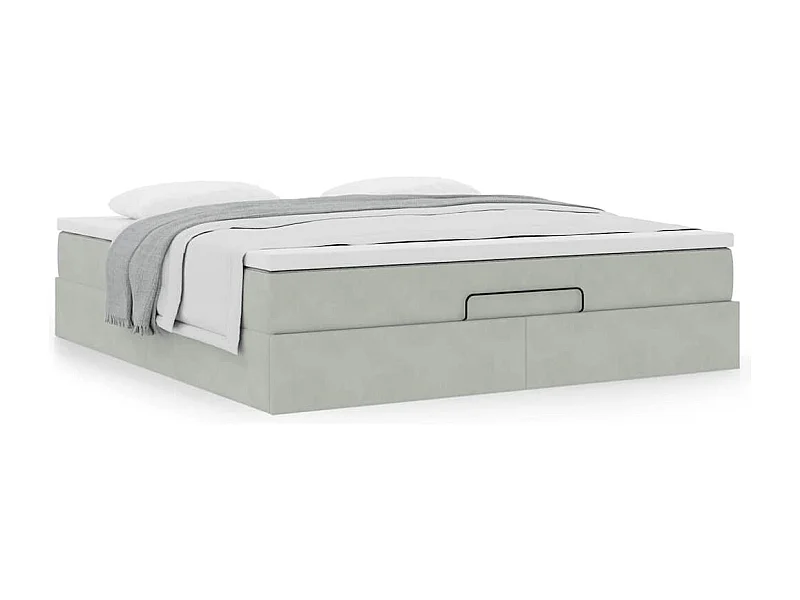 Cadre de lit ottoman avec matelas gris clair 180x200 cm velours