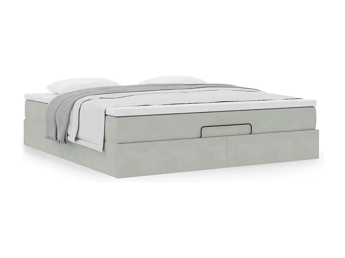 Ottoman bed met matras 180x200cm fluweel lichtgrijs