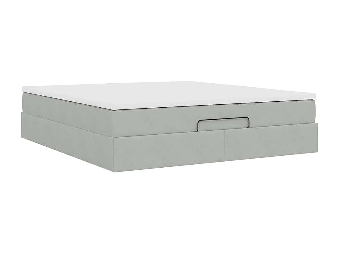 Ottoman bed met matras 180x200cm fluweel lichtgrijs
