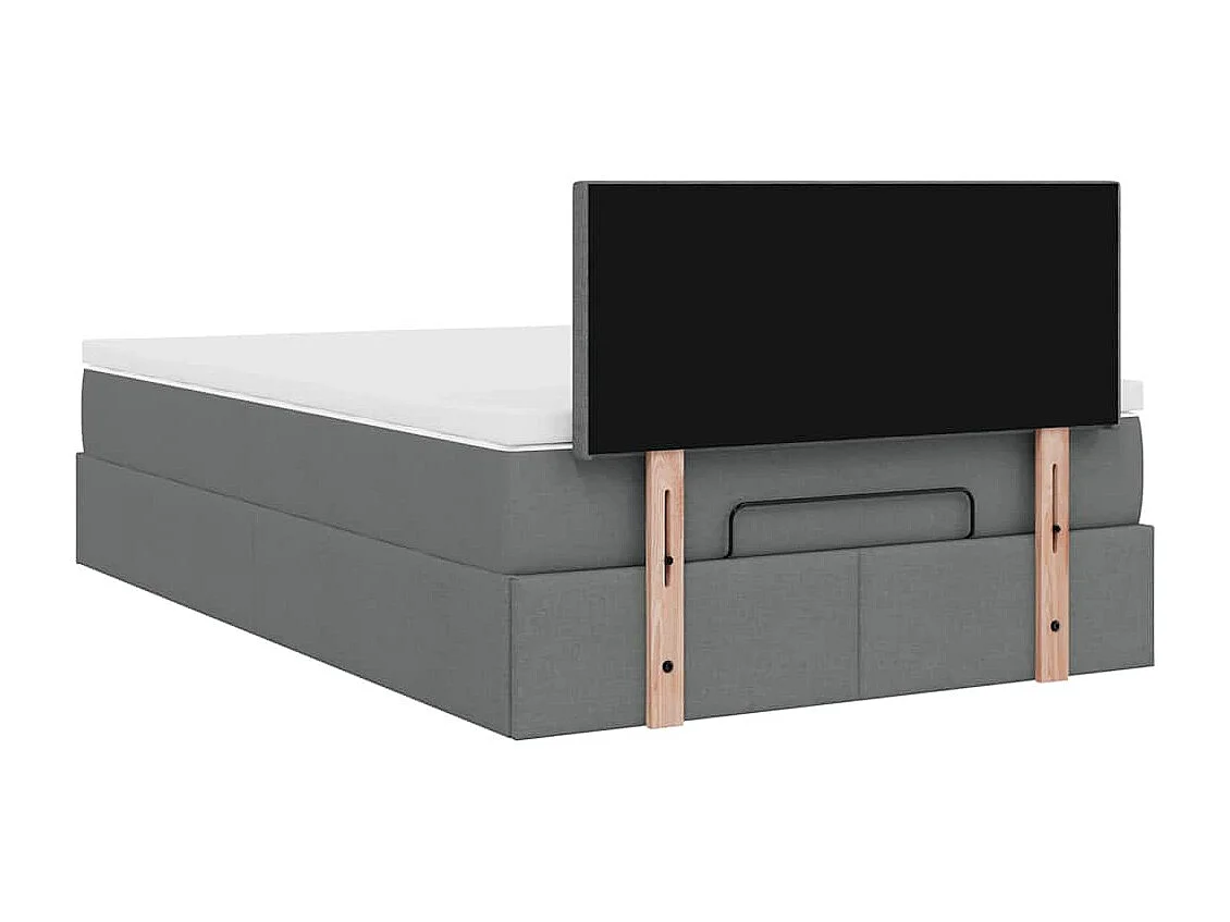 Lit ottoman avec matelas gris foncé 120x190 cm tissu