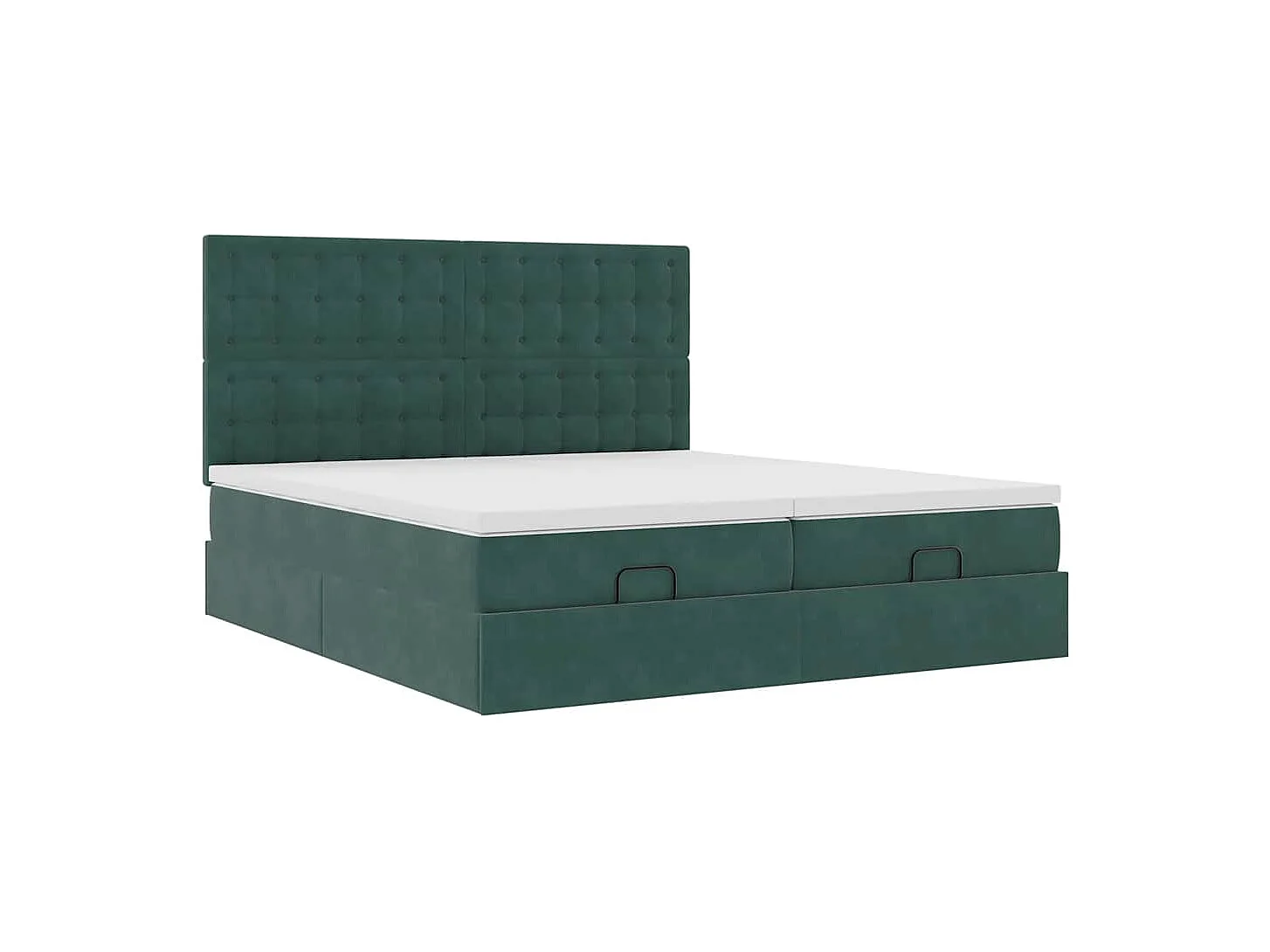 Cadre de lit ottoman avec matelas vert foncé 180x200cm velours
