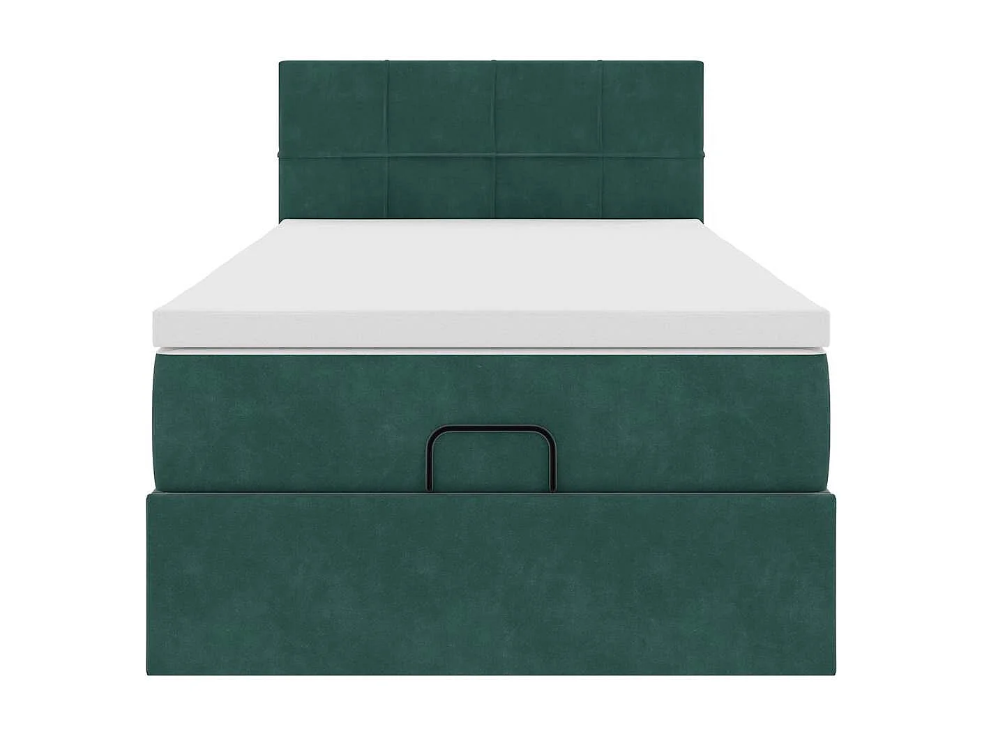 Estructura de cama otomana con colchón terciopelo verde oscuro
