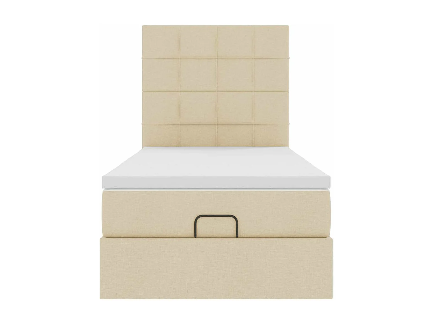 Estrutura de cama otomana com creme de colchão 90x190cm tecido