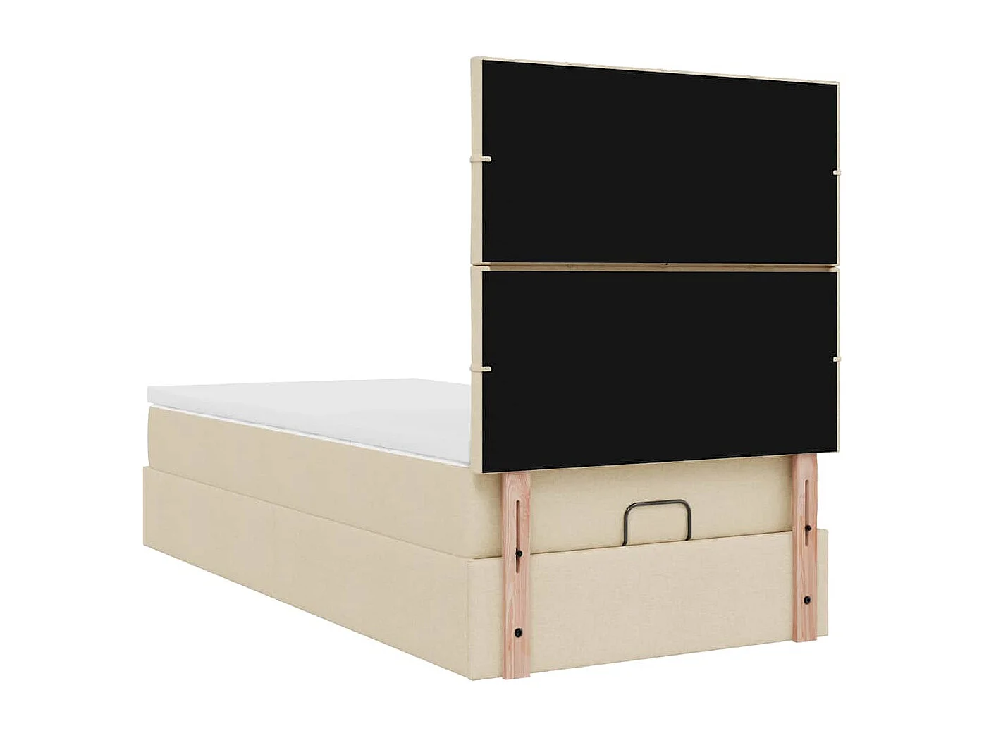 Estrutura de cama otomana com creme de colchão 90x190cm tecido