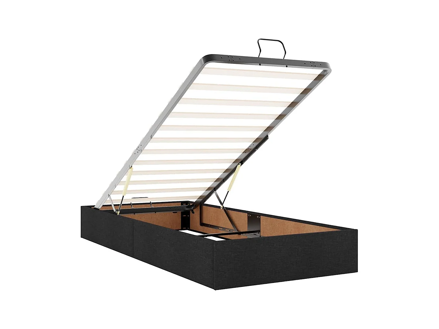 Cadre de lit ottoman avec matelas noir 200x200cm tissu