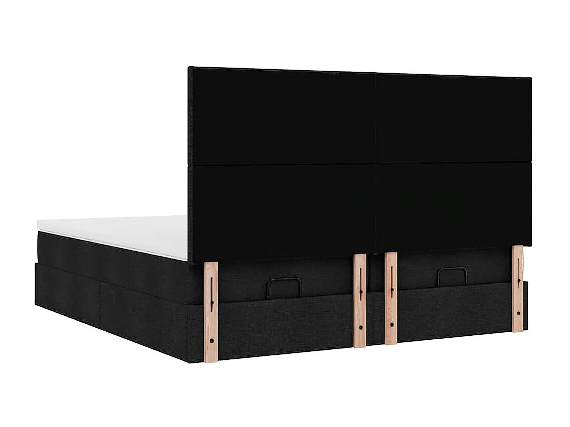 Estructura de cama otomana con colchones tela negra 200x200cm