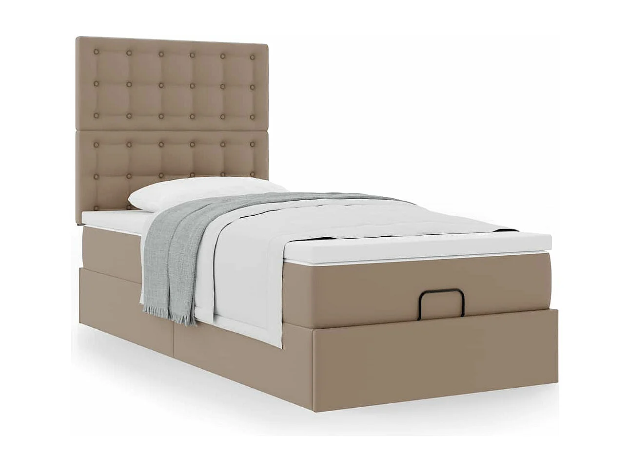 Estructura cama otomana colchón cappucino cuero sintético