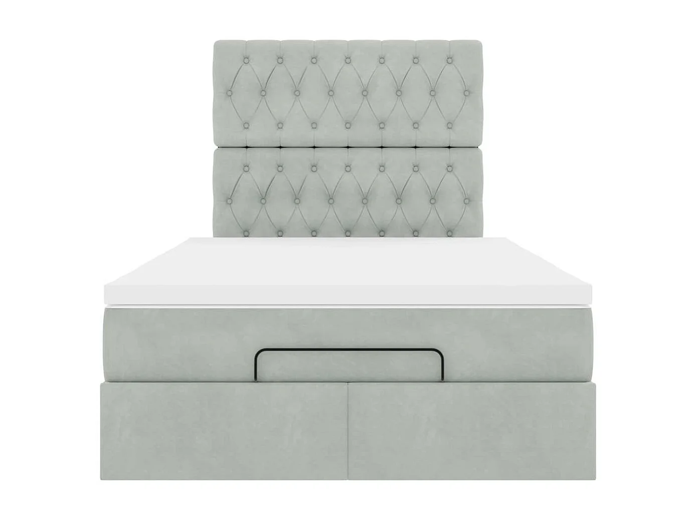 Cadre de lit ottoman et matelas gris clair 120x200 cm velours