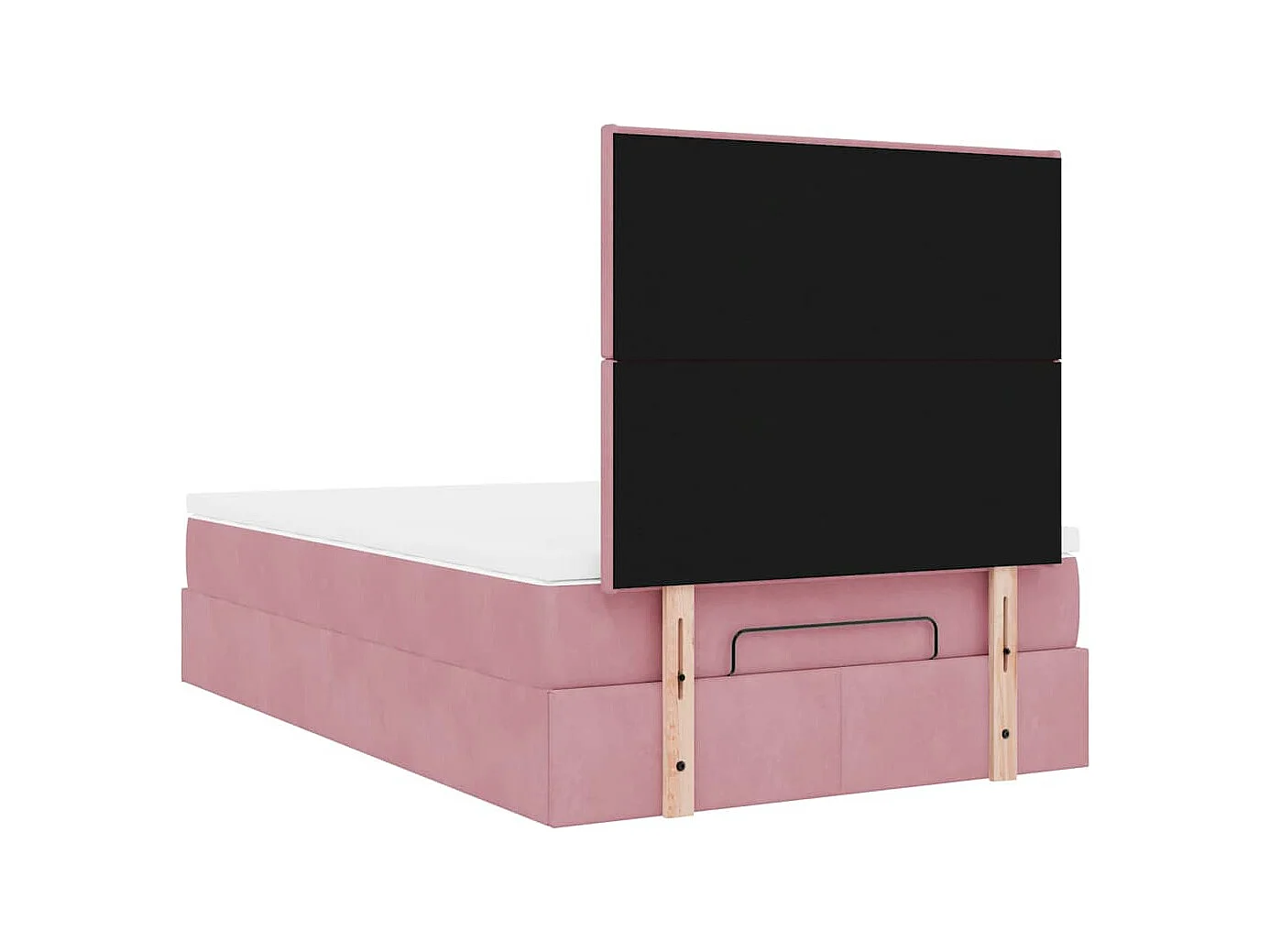 Cadre de lit ottoman avec matelas rose 120x190 cm velours