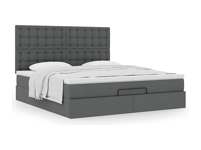 Cadre de lit ottoman avec matelas gris foncé 180x200 cm tissu
