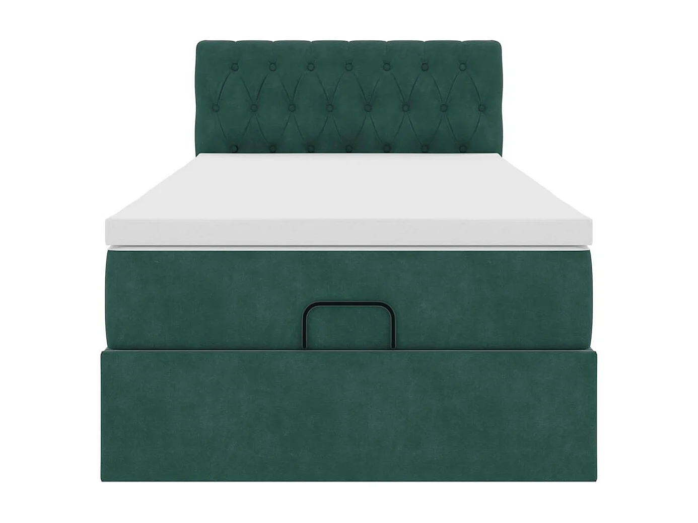Estructura de cama otomana con colchón terciopelo verde oscuro
