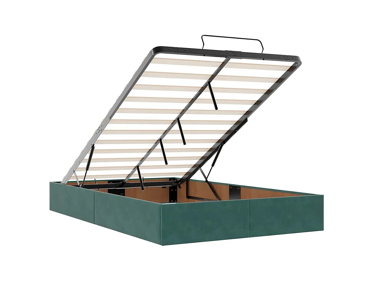 Cadre de lit ottoman sans matelas vert foncé 120x200 cm velours