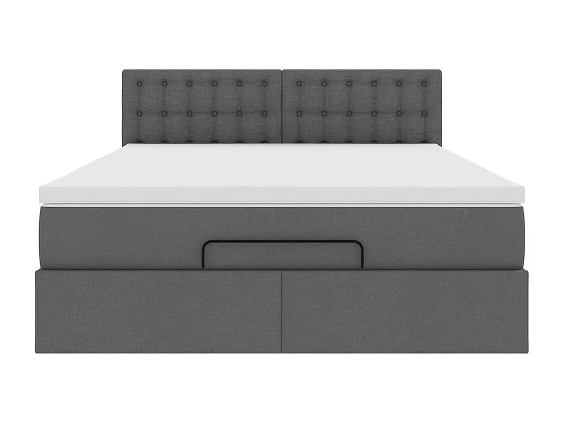 Cadre de lit ottoman avec matelas gris foncé 140x200 cm tissu