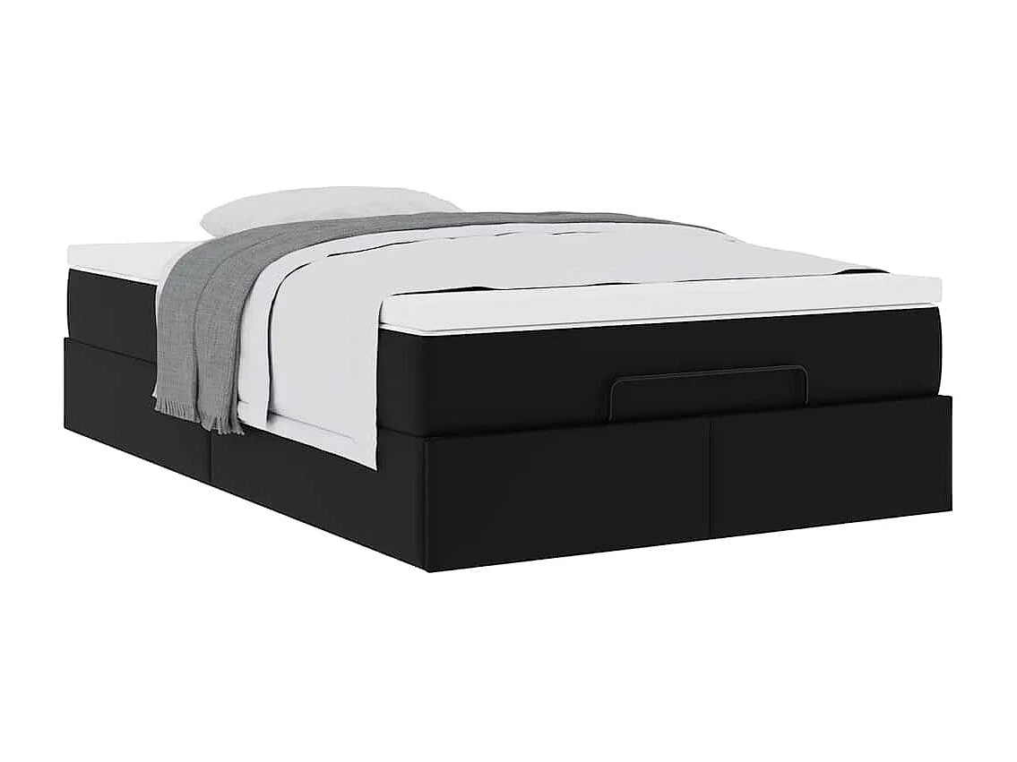 Cadre de lit ottoman avec matelas noir 120x200 cm similicuir