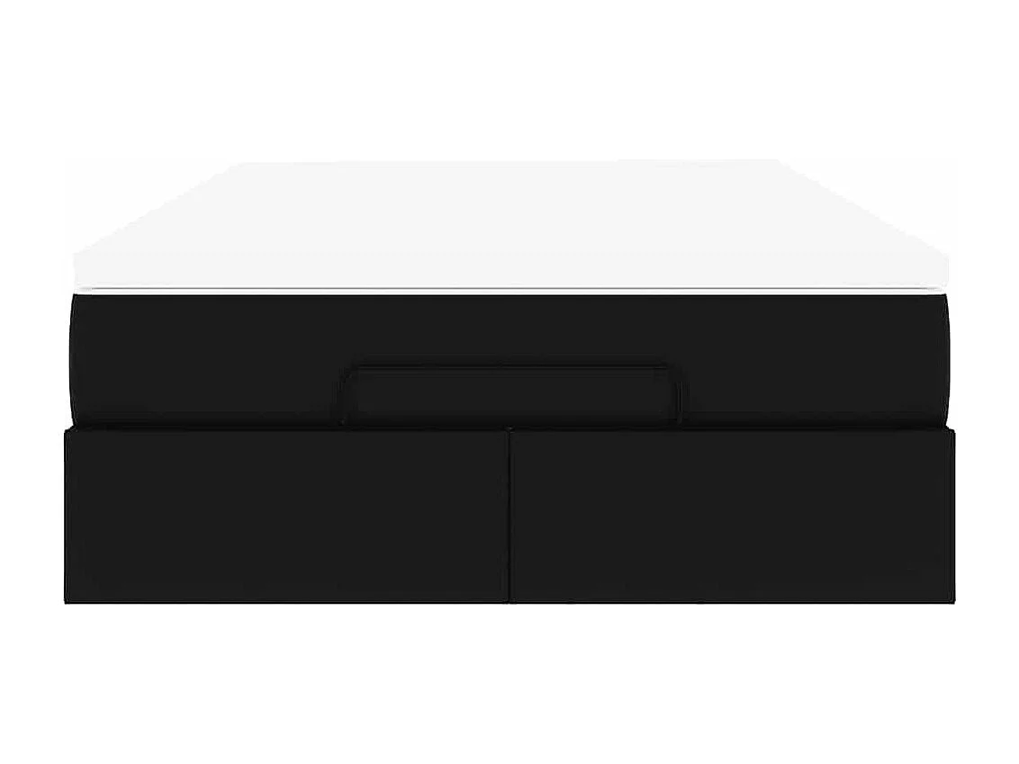 Cadre de lit ottoman avec matelas noir 120x200 cm similicuir