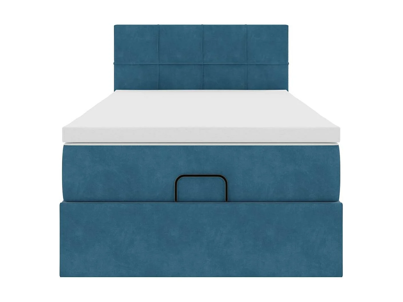 Cadre de lit ottoman avec matelas bleu foncé 90x190 cm velours