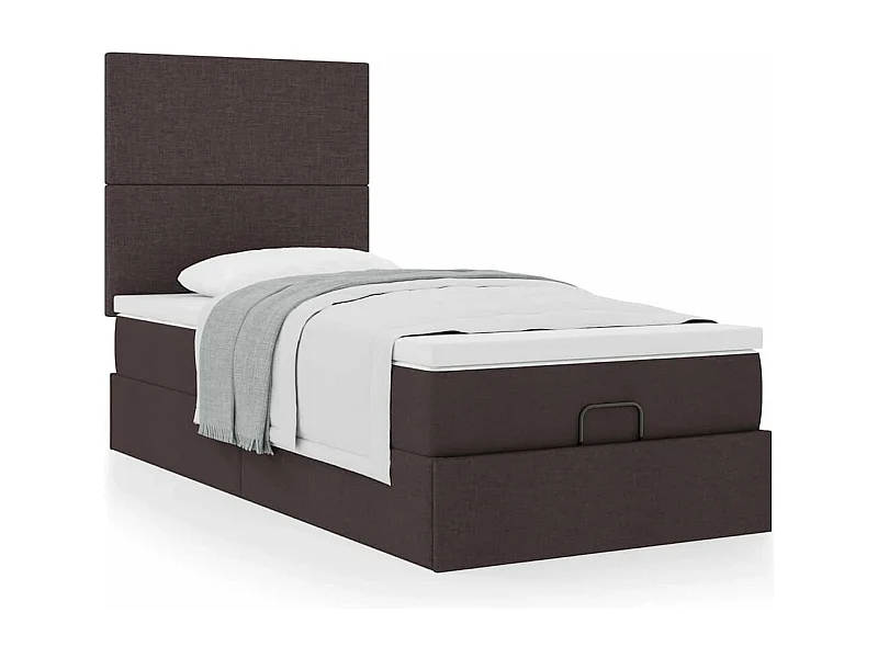 Cadre de lit ottoman avec matelas marron foncé 90x190 cm tissu