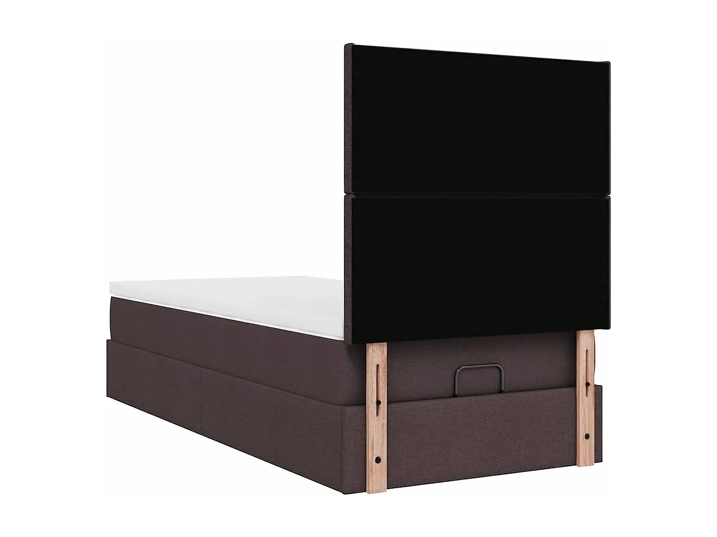 Cadre de lit ottoman avec matelas marron foncé 90x190 cm tissu