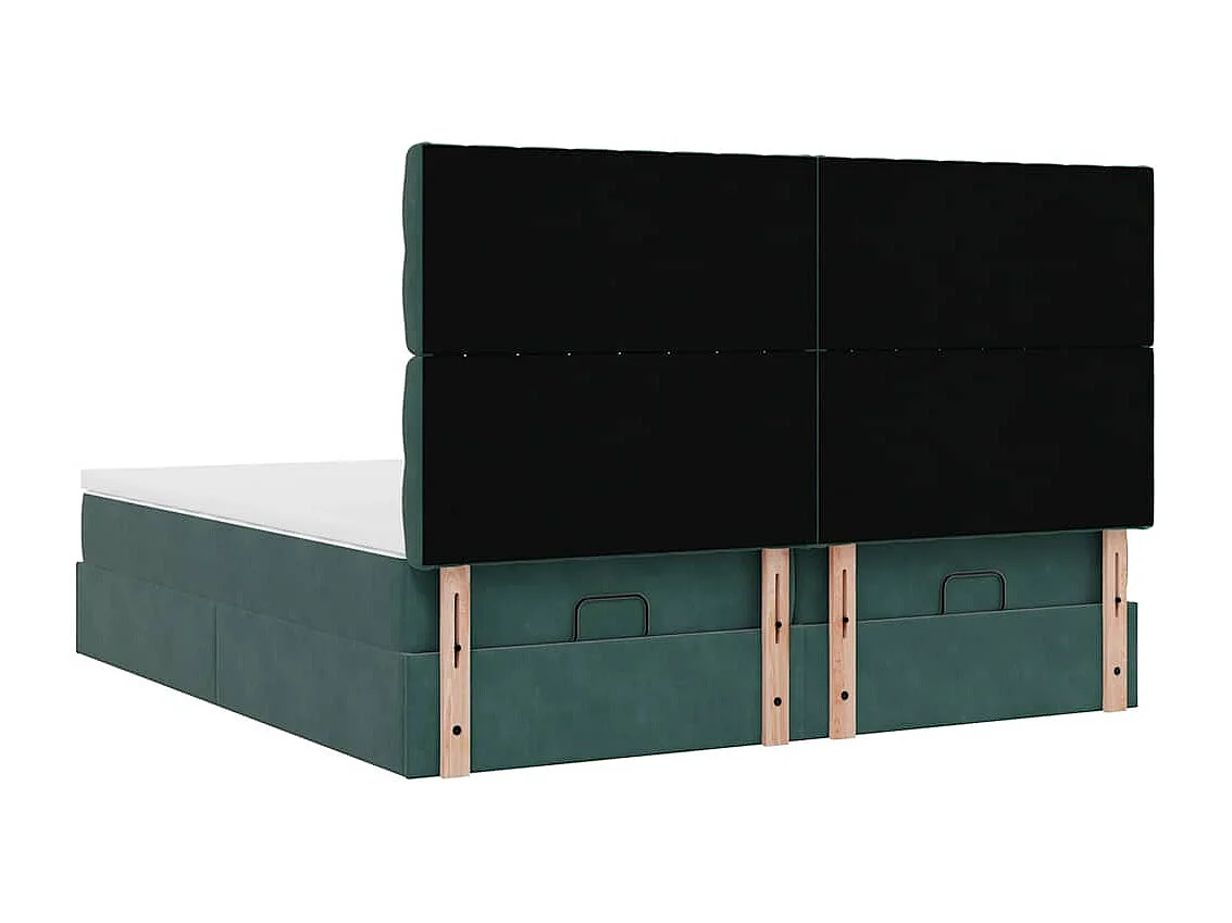 Cadre de lit ottoman avec matelas vert foncé 180x200cm velours