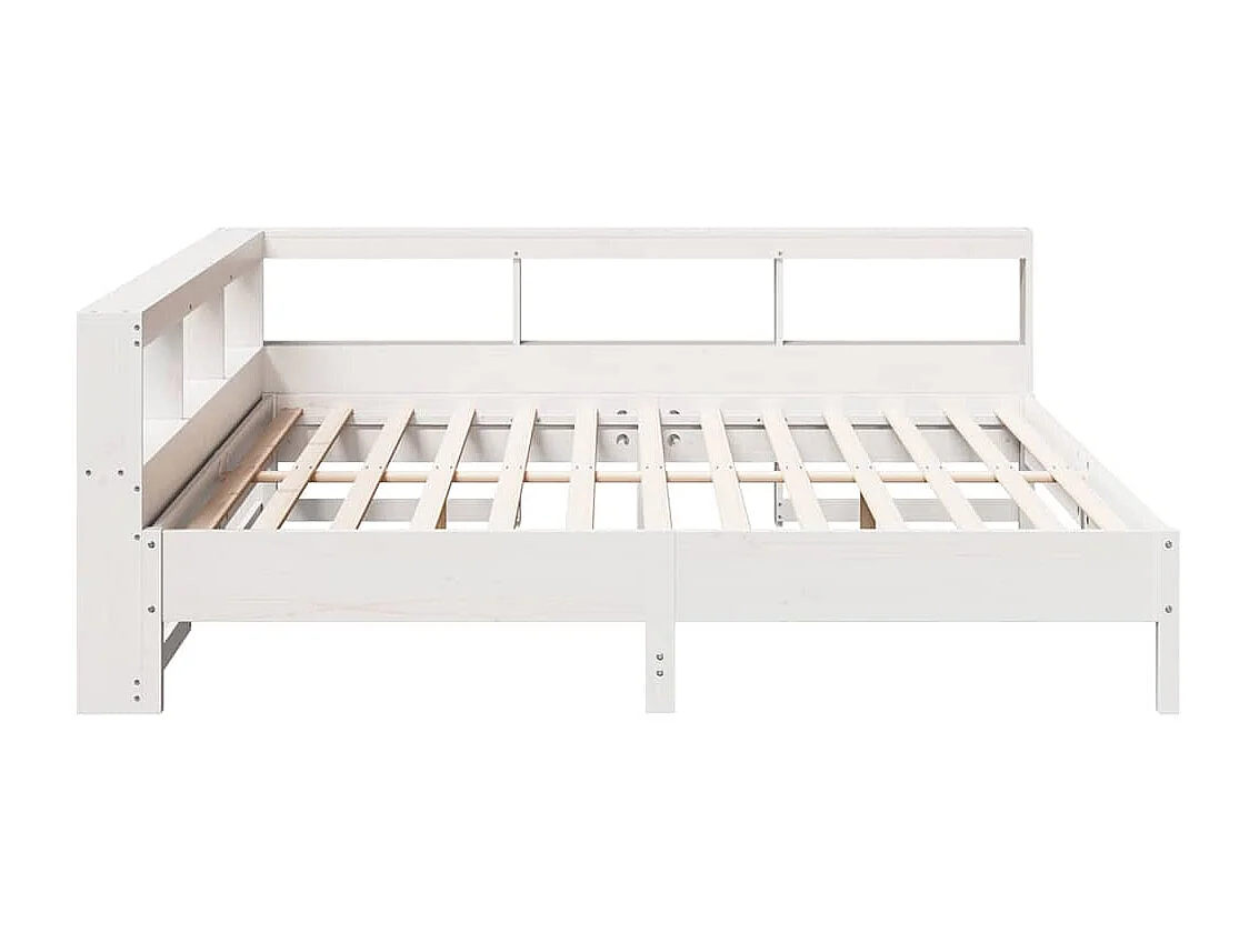 Lit bibliothèque sans matelas blanc 180x200 cm bois pin massif