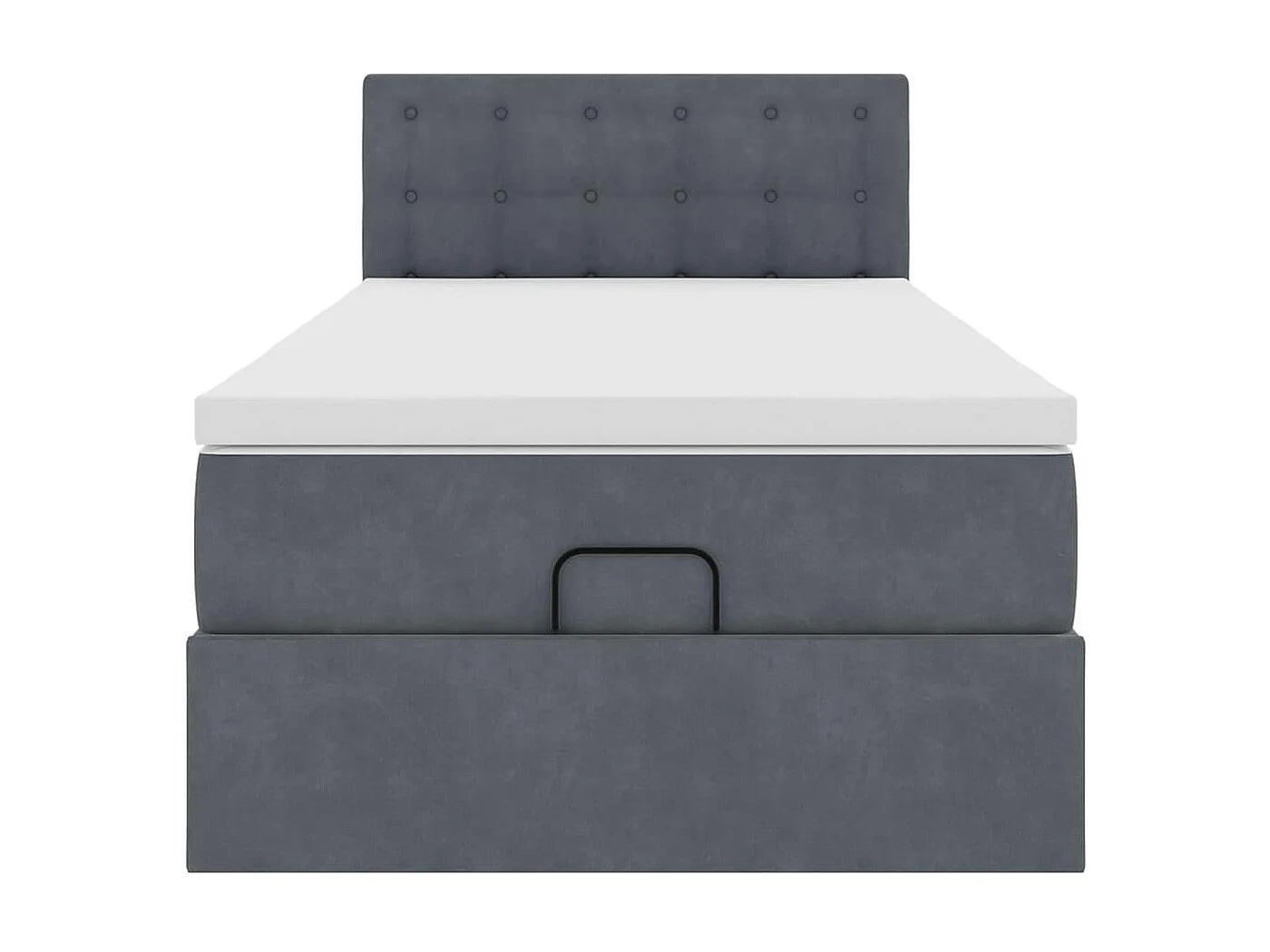 Estrutura cama otomana colchão 80x200 cm veludo cinzento escuro