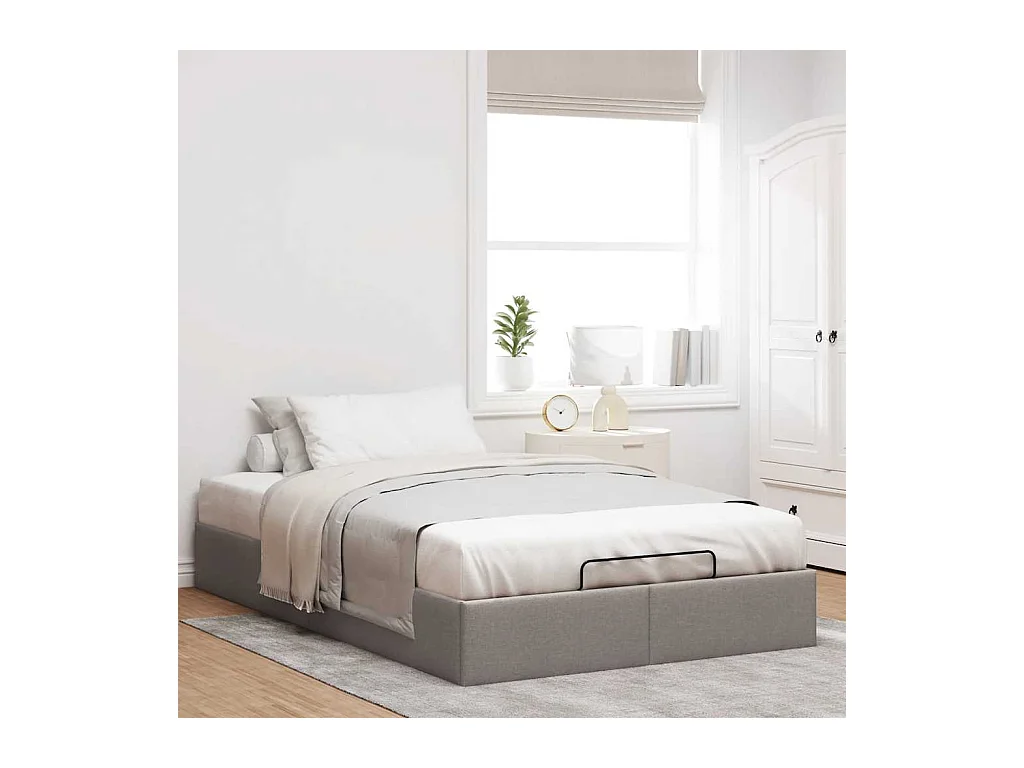 Cadre de lit ottoman sans matelas taupe 120x190 cm tissu