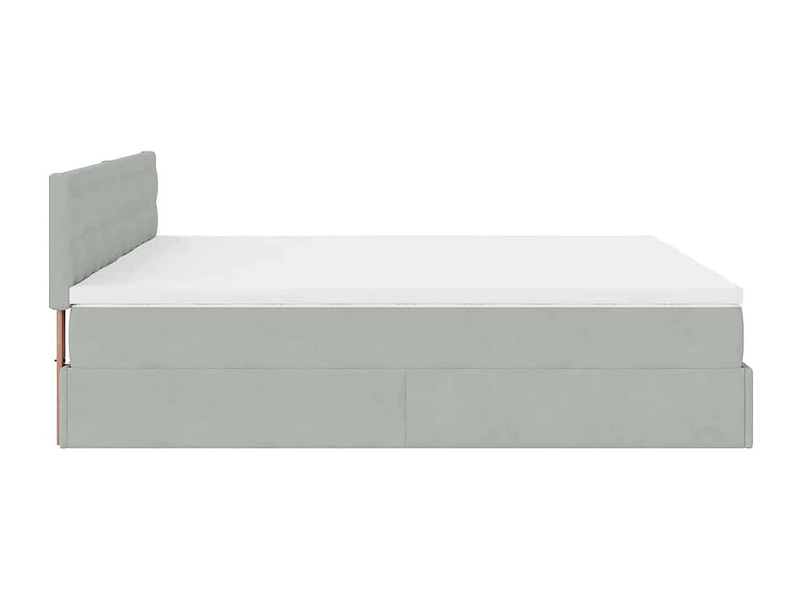 Cadre de lit ottoman avec matelas gris clair 200x200 cm velours