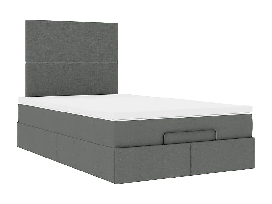 Cadre de lit ottoman avec matelas gris foncé 120x200cm tissu