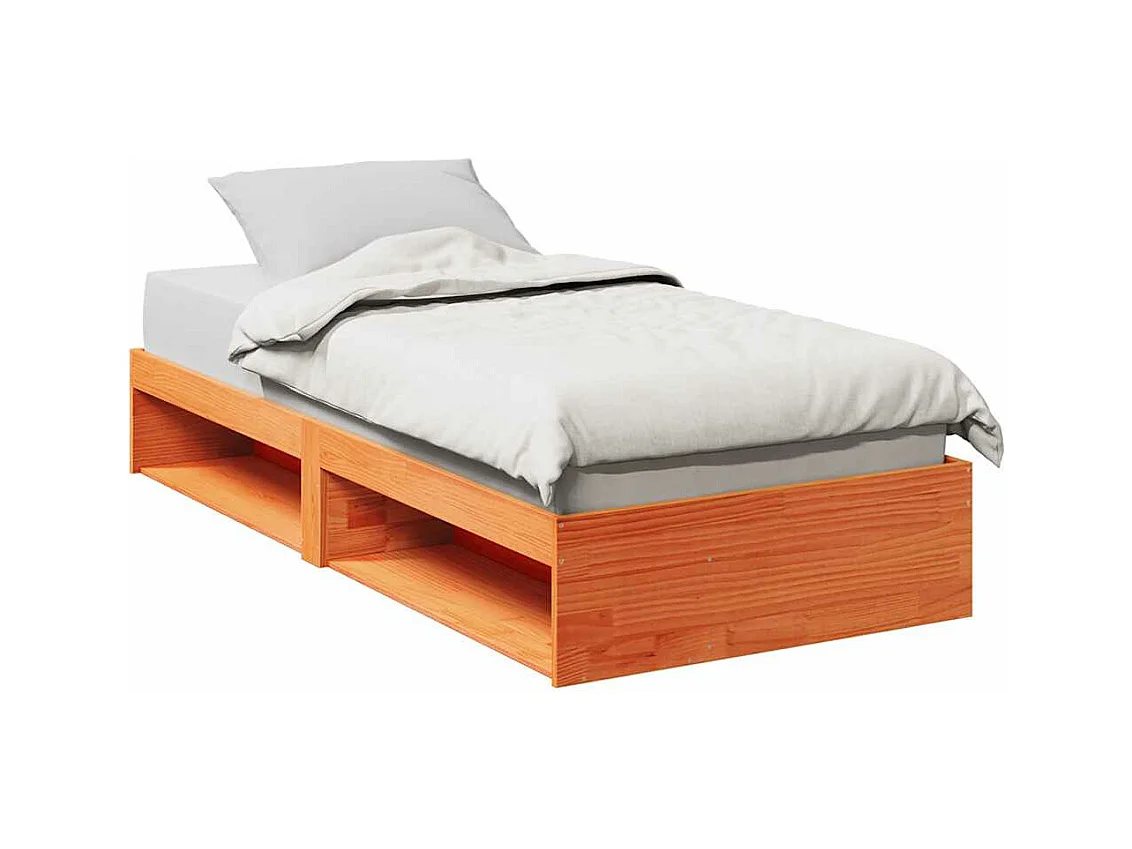 Sofá cama sin colchón madera maciza pino marrón cera 90x190 cm