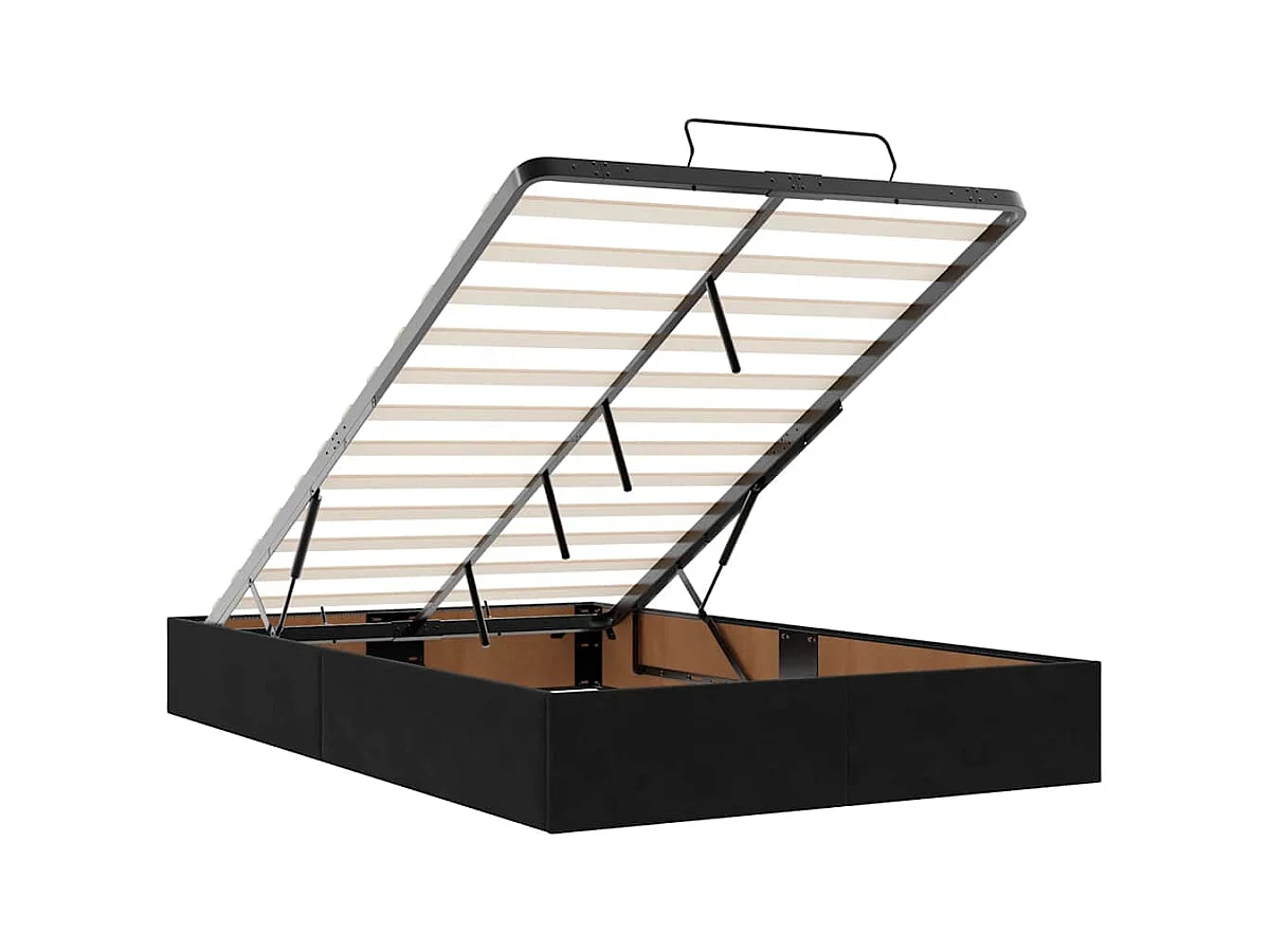 Cadre de lit ottoman avec matelas noir 120x200 cm velours
