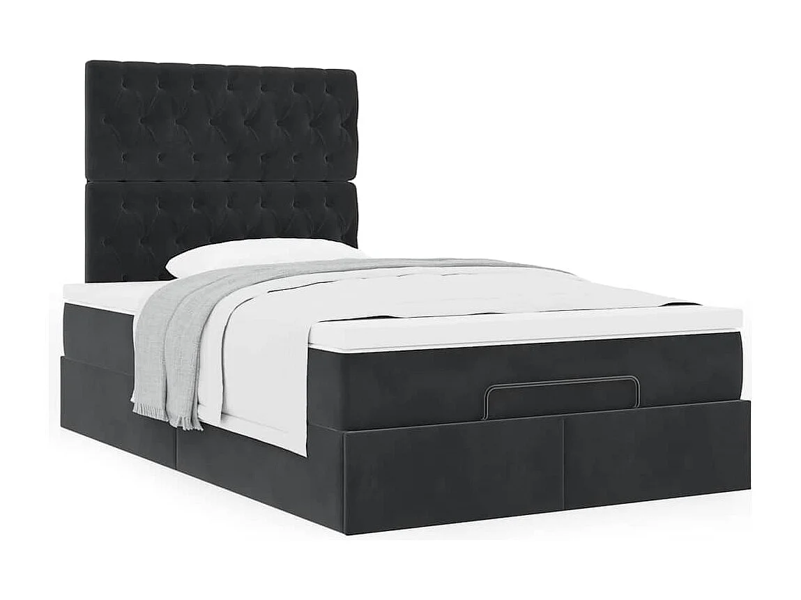 Cadre de lit ottoman avec matelas noir 120x200 cm velours