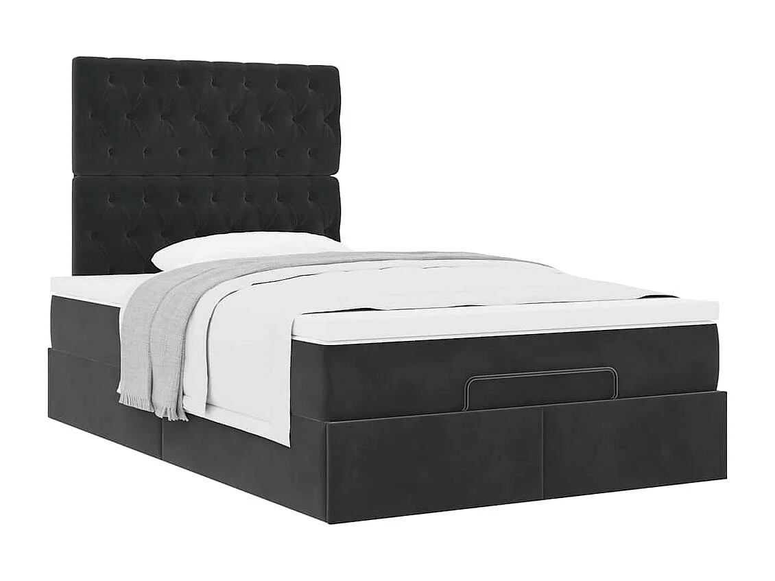 Cadre de lit ottoman avec matelas noir 120x200 cm velours