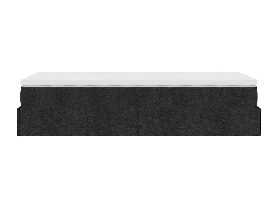 Cadre de lit ottoman avec matelas noir 90x200 cm tissu