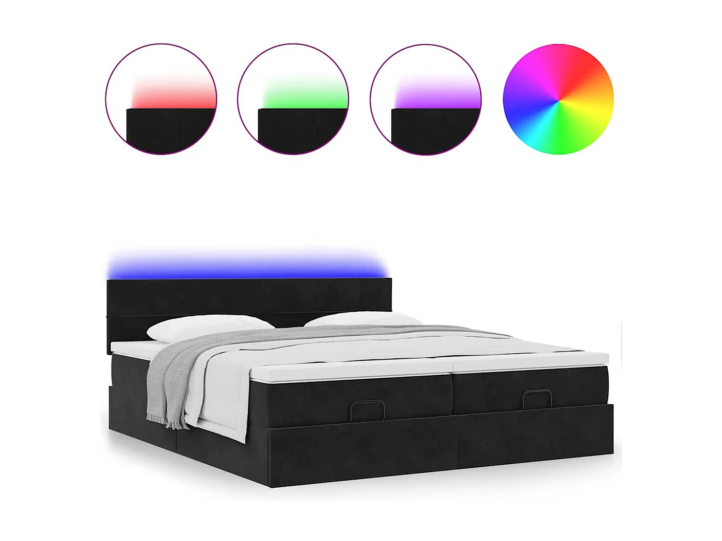 Cadre de lit ottoman avec matelas noir 160x200 cm velours