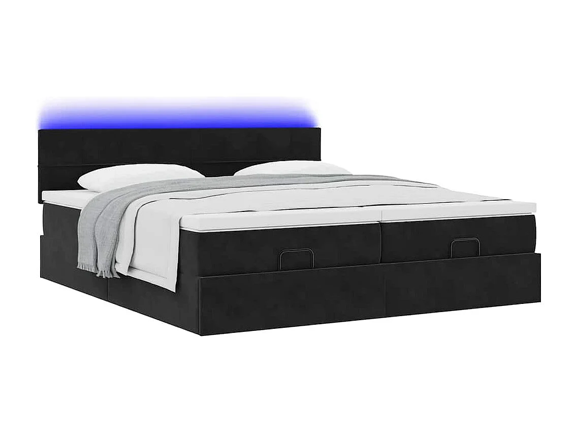 Ottoman bed met matrassen en LED's 160x200cm fluweel zwart