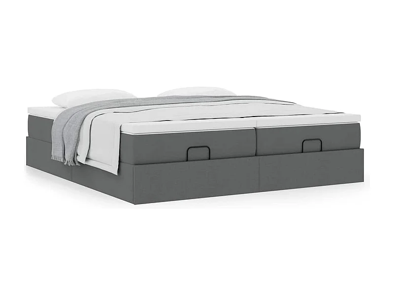 Cadre de lit ottoman avec matelas gris foncé 160x200cm tissu