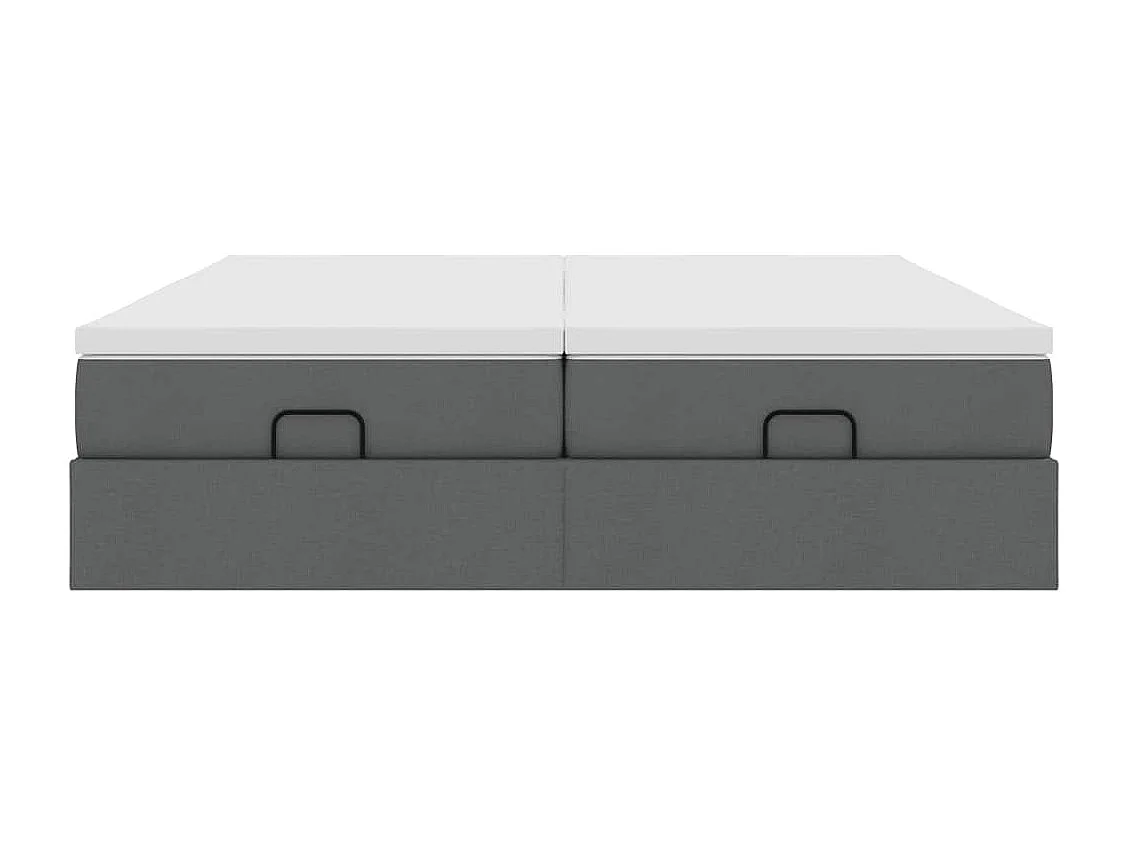 Cadre de lit ottoman avec matelas gris foncé 160x200cm tissu