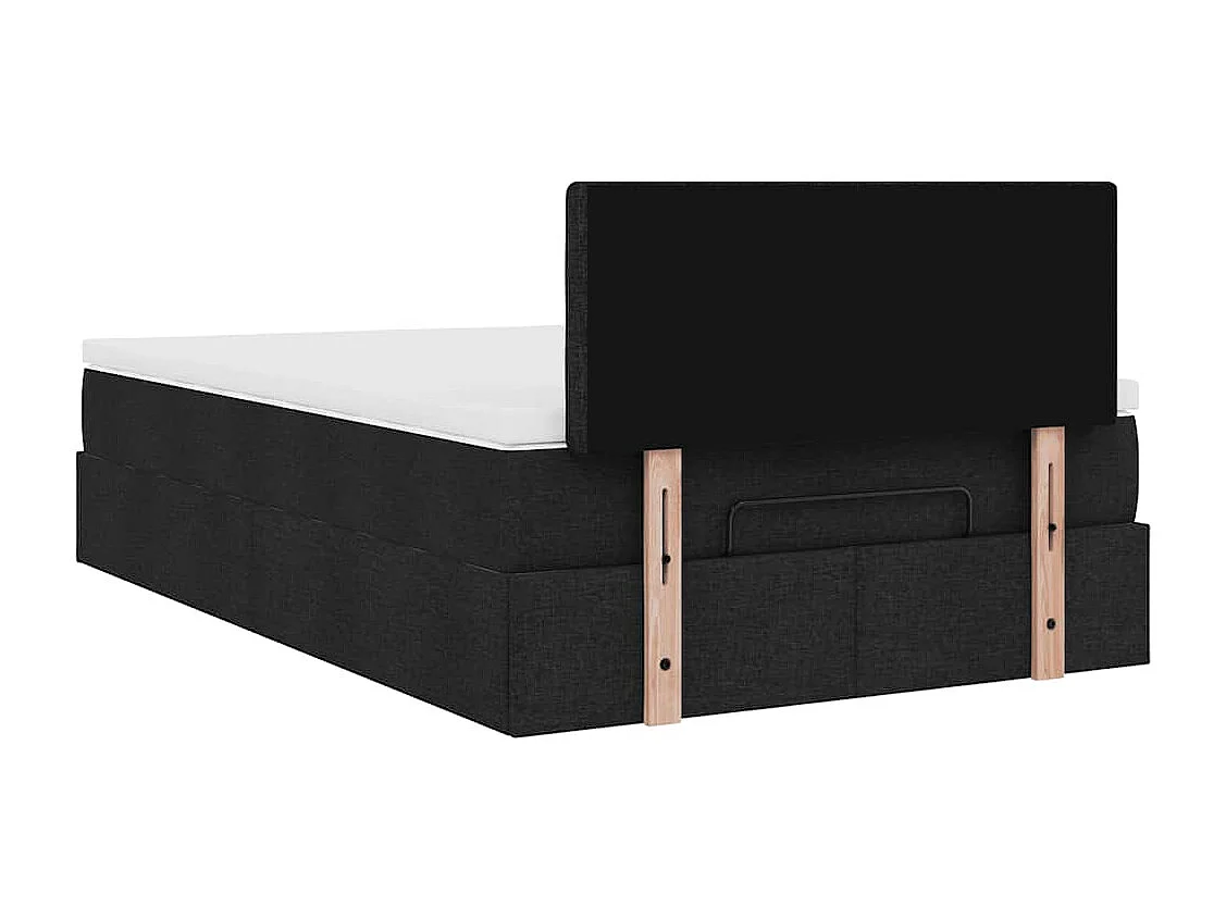 Lit ottoman avec matelas noir 120x190 cm tissu