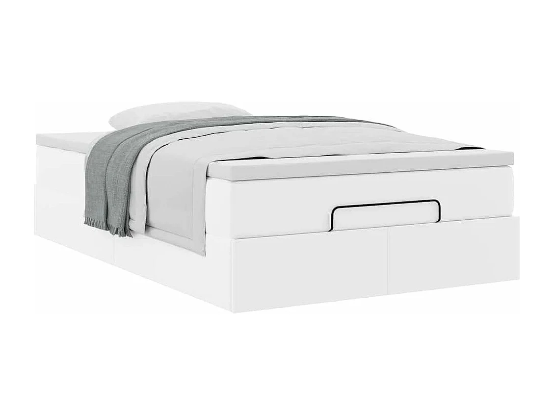 Estructura cama otomana colchón cuero sintético blanco