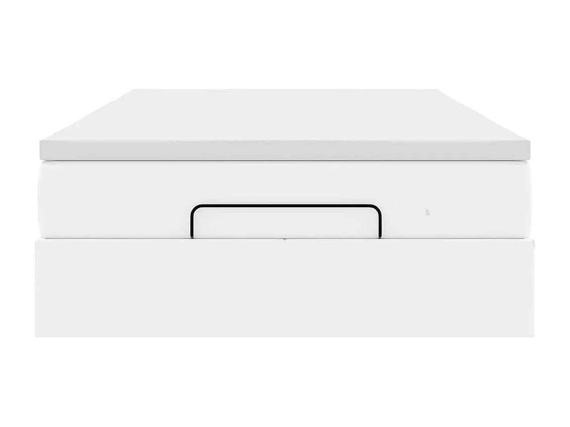 Estructura cama otomana colchón cuero sintético blanco