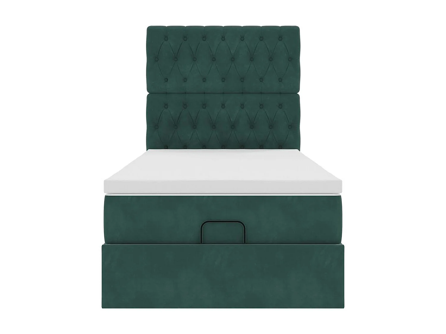 Cadre de lit ottoman avec matelas vert foncé 90x200 cm velours