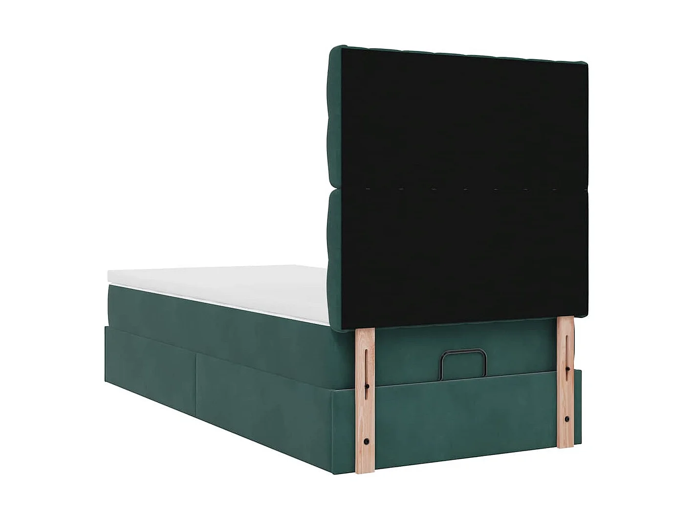 Cadre de lit ottoman avec matelas vert foncé 90x200 cm velours