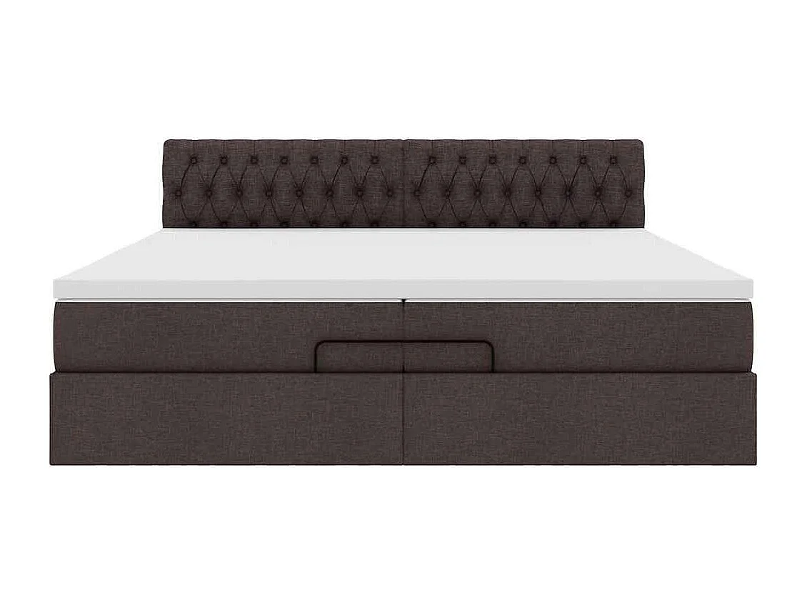 Cadre de lit ottoman avec matelas marron foncé 200x200 cm tissu