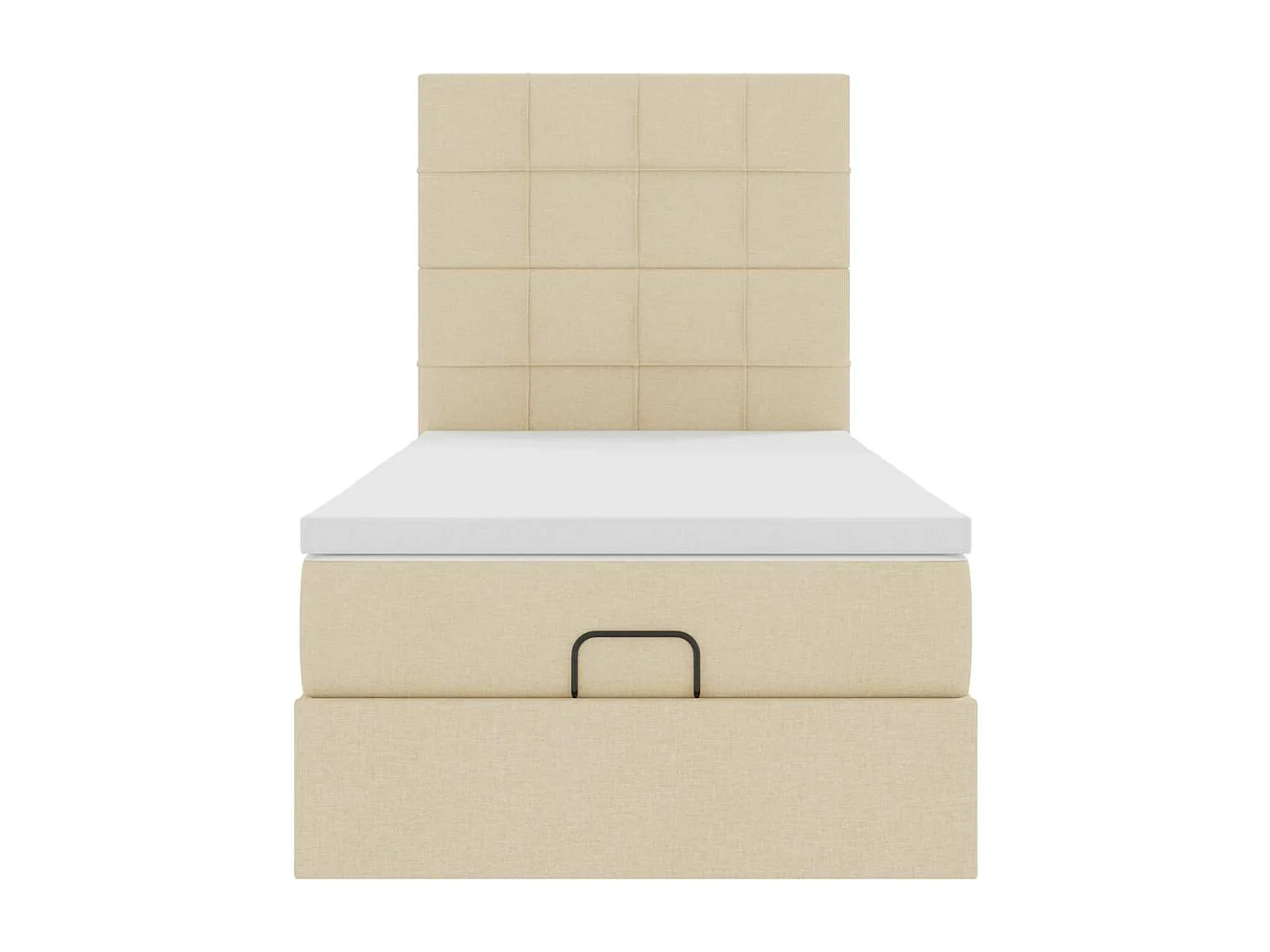 Cadre de lit ottoman avec matelas crème 90x190 cm tissu
