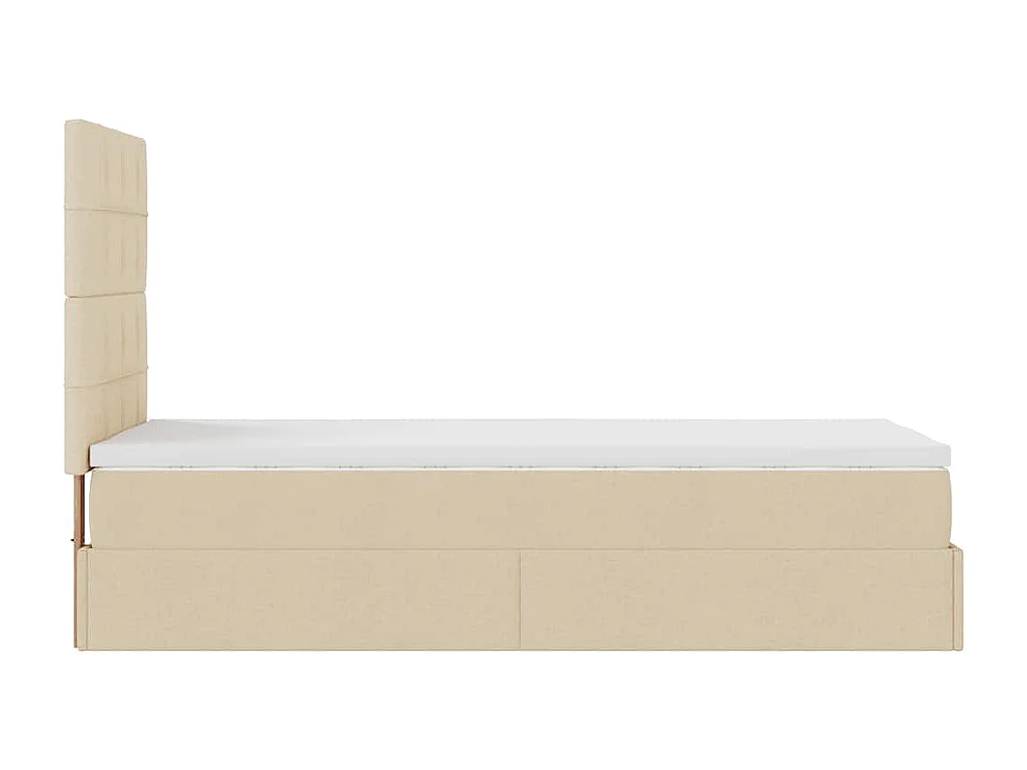 Cadre de lit ottoman avec matelas crème 90x190 cm tissu