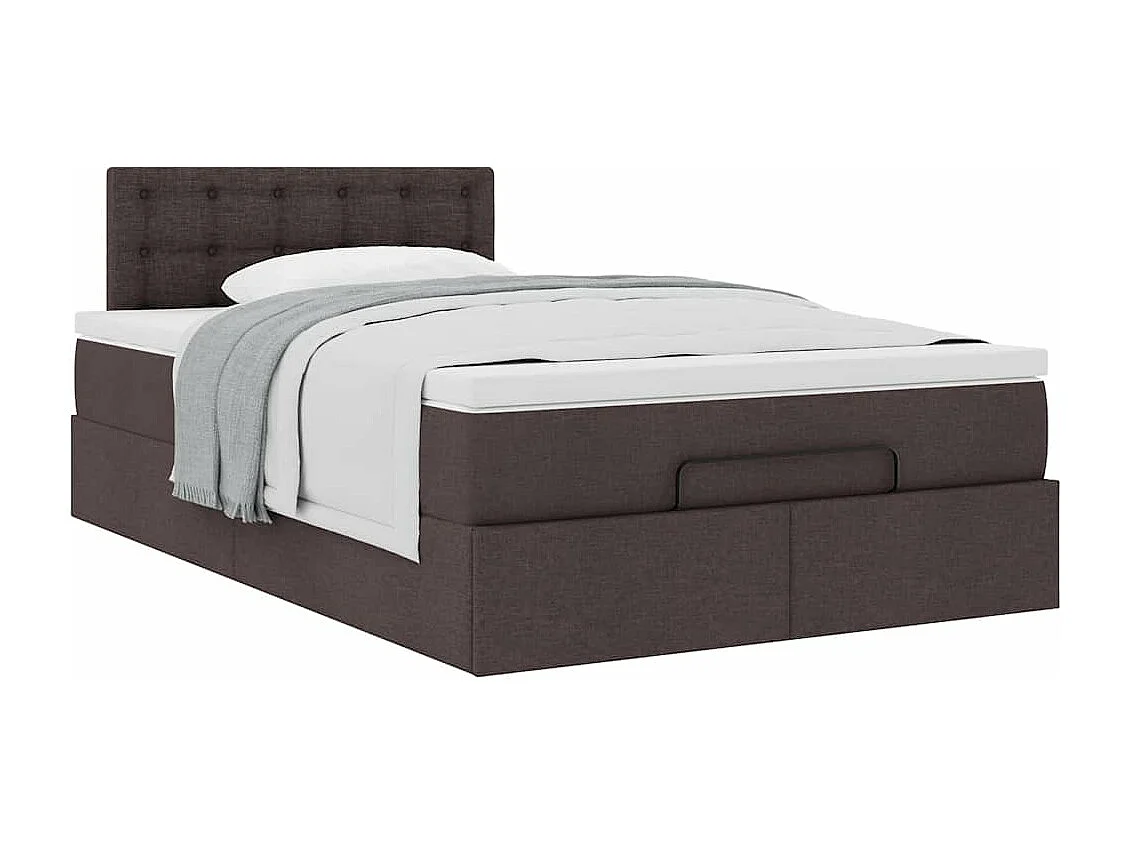 Cadre de lit ottoman avec matelas marron foncé 120x190 cm tissu