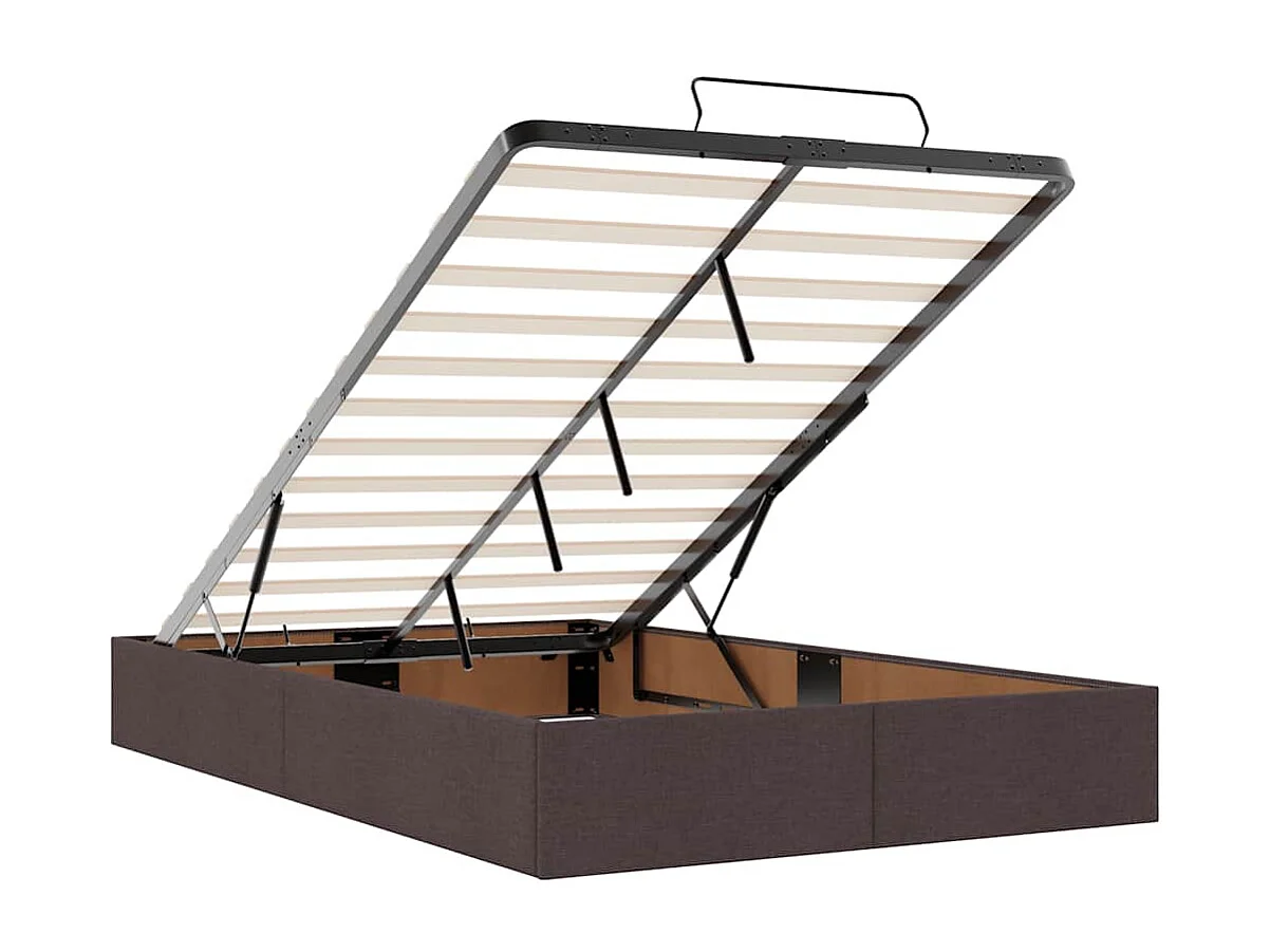 Estructura de cama otomana colchón tela marrón oscuro 120x190cm